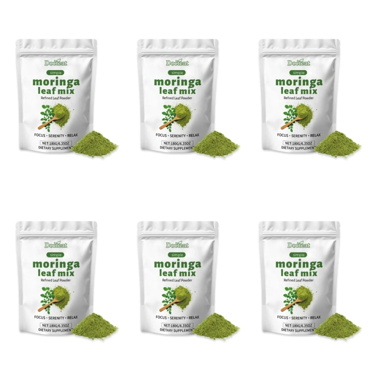 Moringa Oleifera Leaf Powder 180g with Vitamins A & C Calcium Iron, Green Superfood Daily Nutrition Supplement