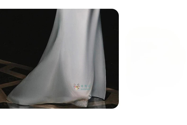 French Style Luxury Pleat Satin Strapless Light Wedding Bridal Dress Off-Shoulder Light Wedding Dress Birthday Party Prom Gowns