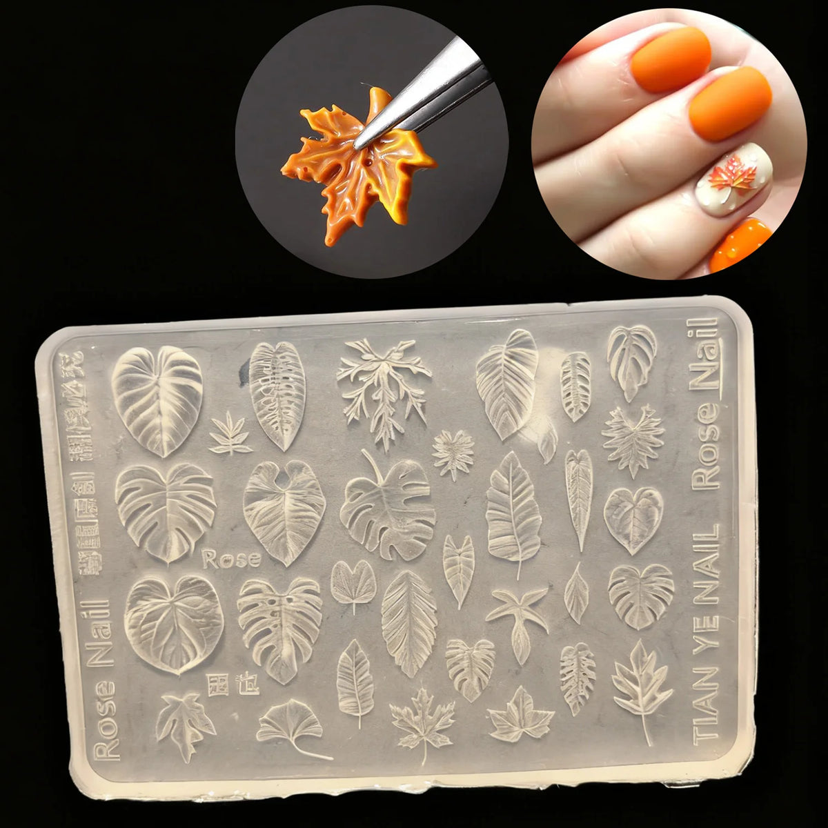 1PC Nail Art Drip Glue Mold 3D Ginkgo Maple Leaf Design Modeling Templates For DIY Nail Decoration Manicure Accessories