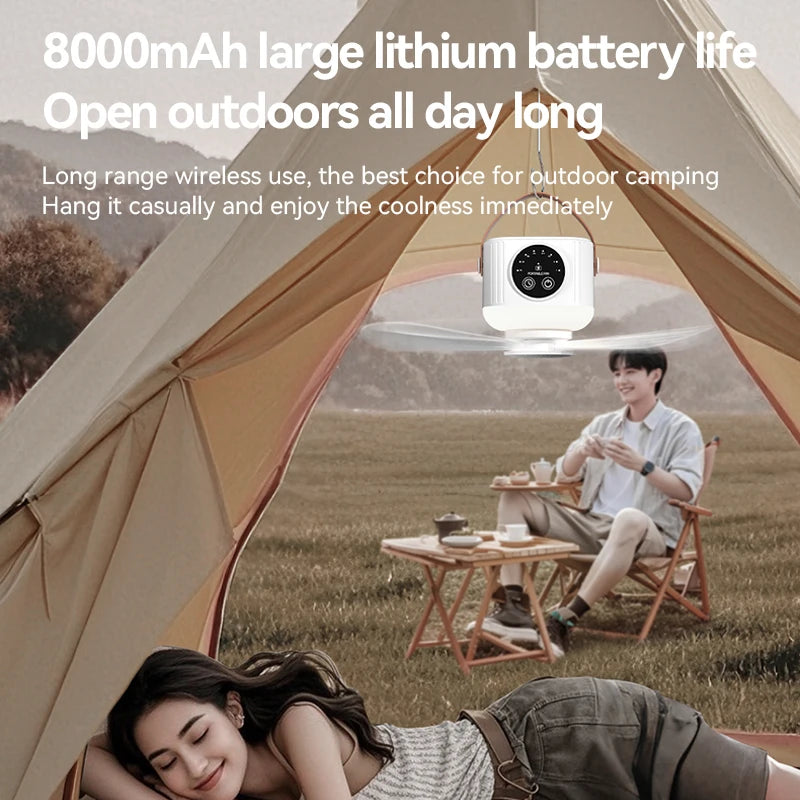 Portable Outdoor Camping Tent Fan New Remote Control Household Ceiling Fan Lighting Durable Rechargeable 3600mah