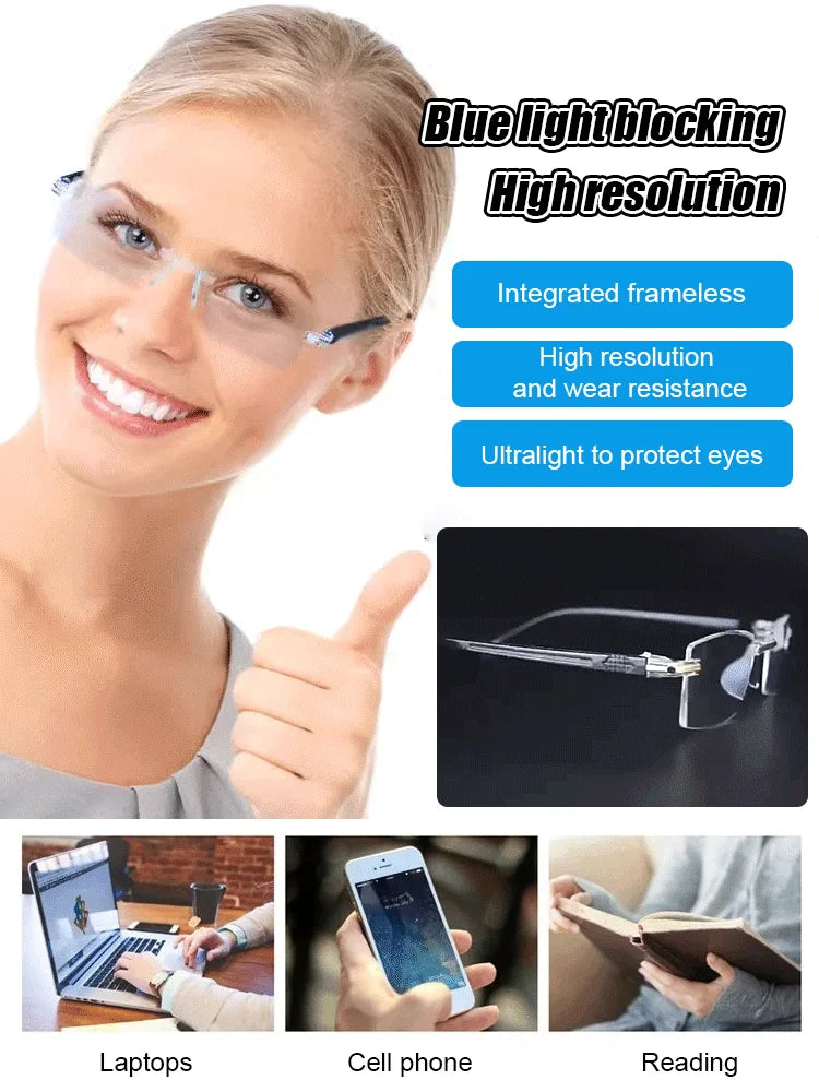 1/2PCS Smart Zoom Reading Glasses Ultra Clear Presbyopia Glasses Lightweight Anti-Blue Anti-Fatigue Auto Zoom Magnifier