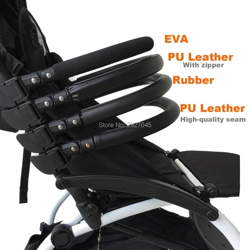 MomTan® Baby Stroller Accessories Armrest PU Leather Bumper Bar Handrail Extend Footboard Compatible with Babyzen YOYO 2 YOYO 3