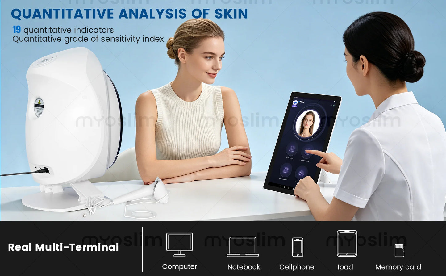 Q1 Pro Intelligent 3D Magic Skin Analyzer Mirror UV Wood Lamp Facial Skin Detection Scanner for Beauty Skin Analysis