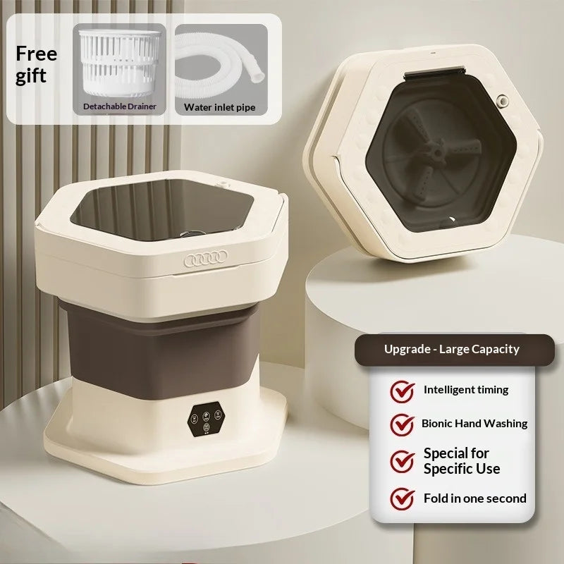 New Mini Folding Washing Machine Household Small-sized Washing Machine Socks Underwear Pants Also Capable Dehydrating White