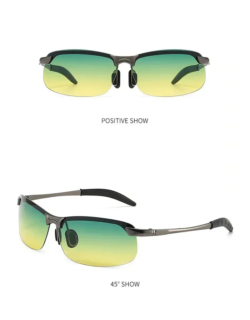 Men Photochromic Polarized Sunglasses Day Night Dual Use Color Changing Driving Fishing  Anti Glare UV Night Vision Glasses 1PC