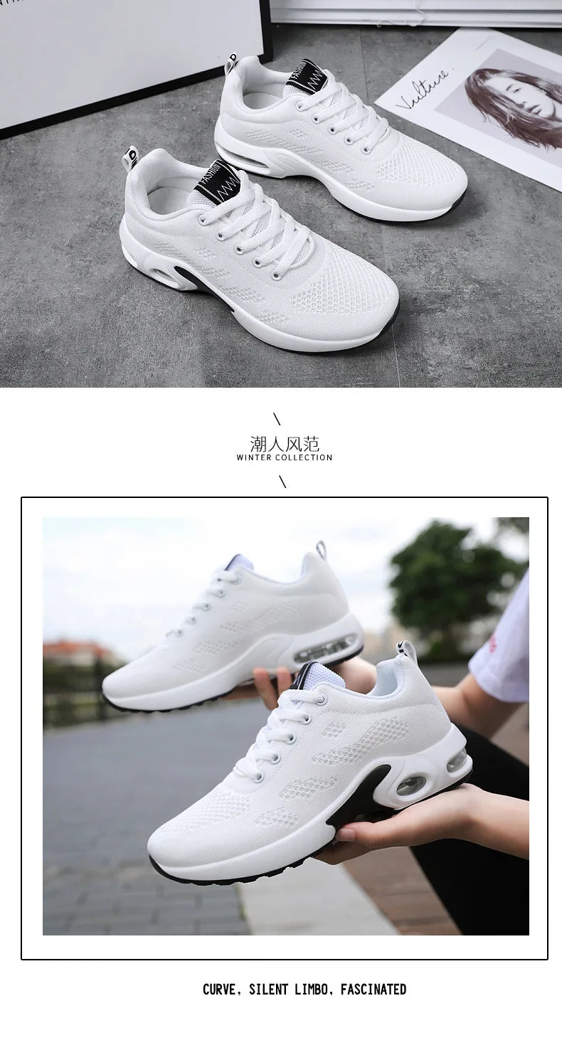 Women Mesh Breathable Casual Sneakers Lace-up Vulcanized Shoes Ladies Platform Sneakers Female Shoes Plus Size Zapatos De Mujer