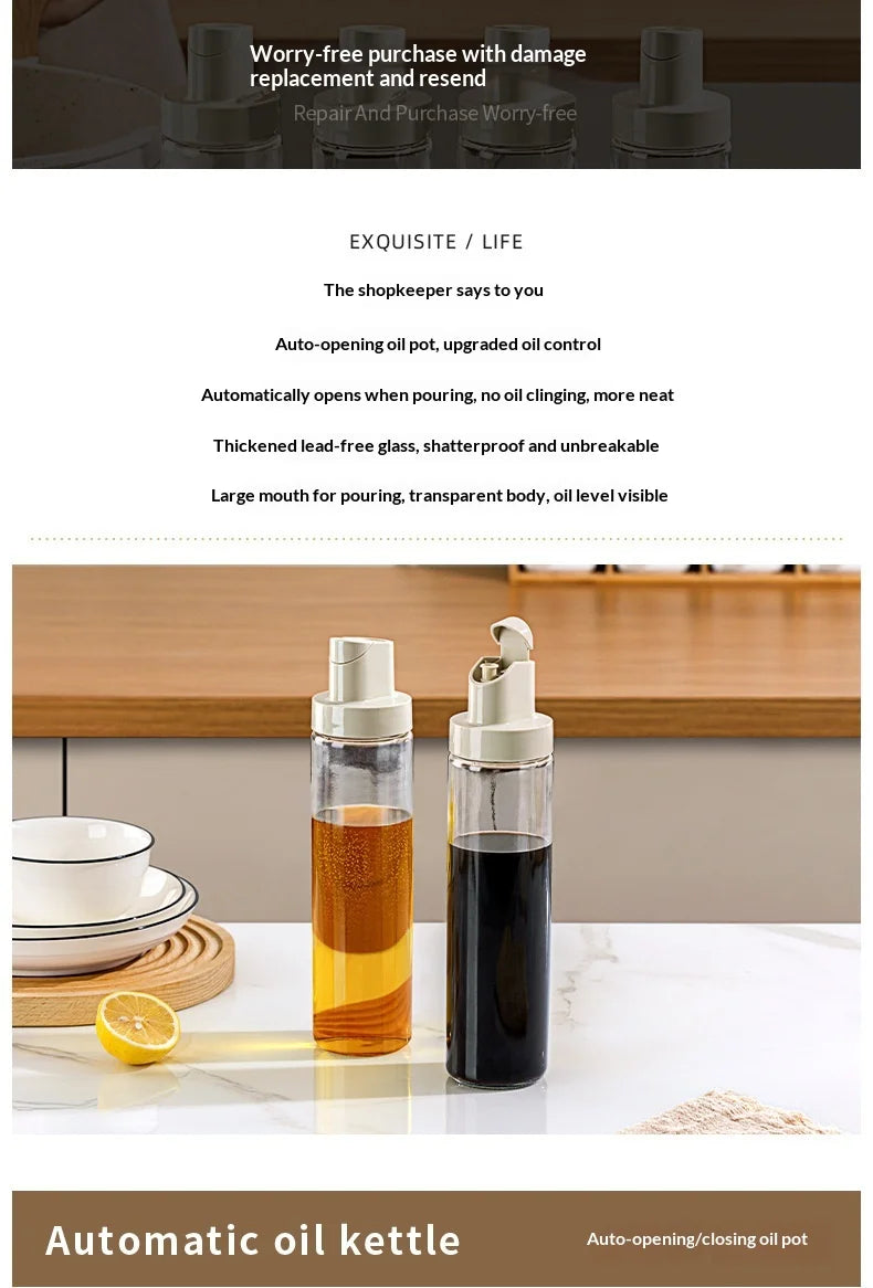 New Household Kitchen Soybean Vinegar Spice Bottle Set Glass Leakproof Aroma Spice Wine Dedicated Non-Hanging Oil Jar
