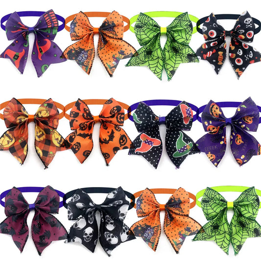 30/50 Pcs Holiday Pet Dog Bow Ties Puppy Halloween Collar Dog Bow Tie Design Puppy Collar for Small Dog Cat Grooming Products