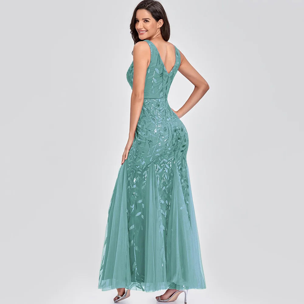 Sexy vintage Maxi Sequin cocktail Dress bridesmaid Prom Dresses for Women Casual Party Long sleeve club Bodycon Dress vestidos