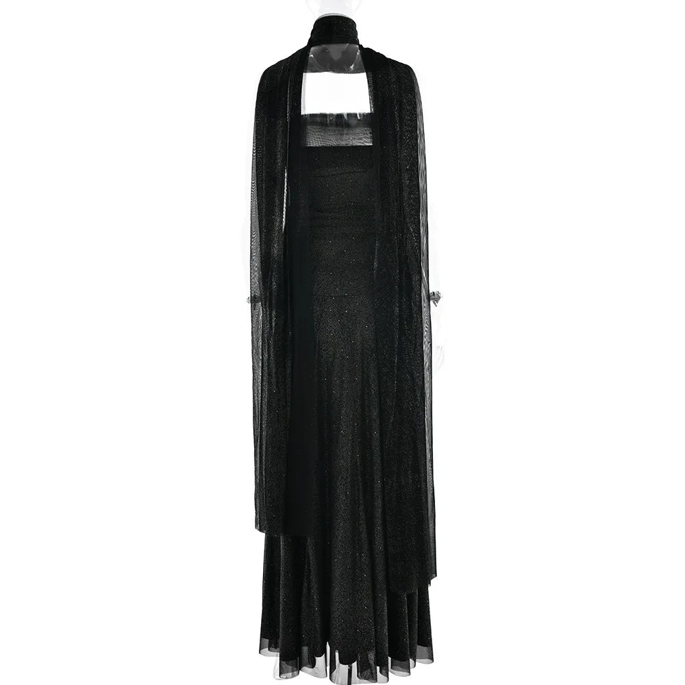 Townlike Slim Bodycon A-line Maxi Long Dress Women 2025 Summer Dress Ribbon Sparkle Glitter Nightclub Sexy Party Dresses