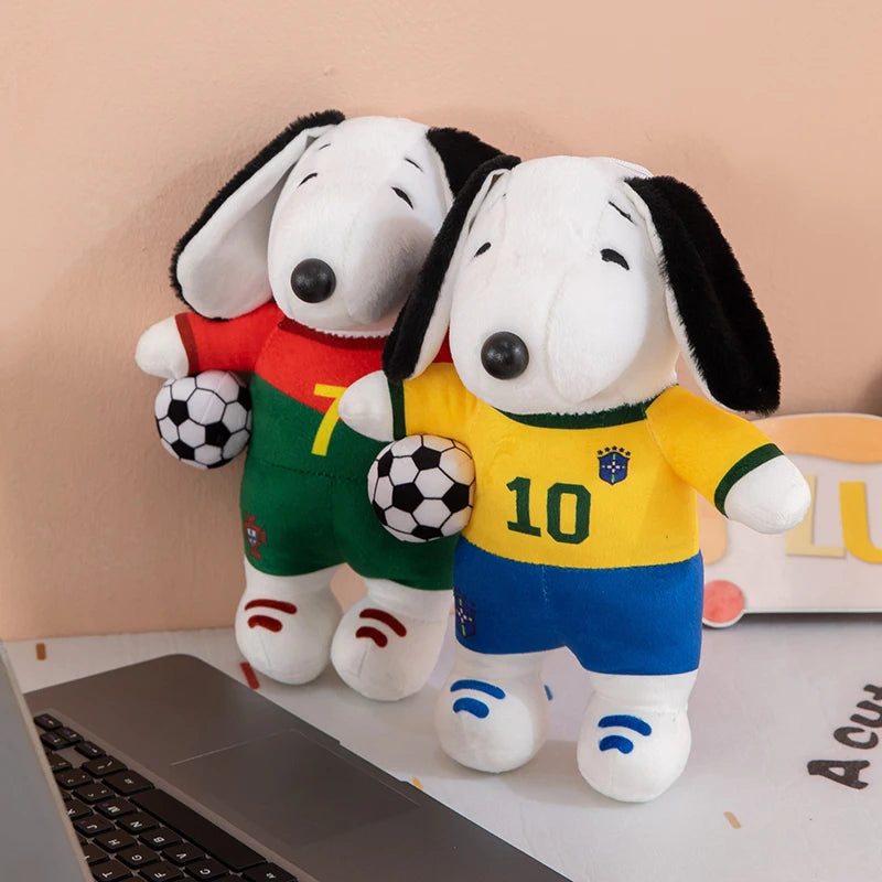 New Peanuts Snoopy Soccer cute Plush Toy Pendant Key Chain Team Jersey Stuffed Doll with Football for Kids Fans Birthday Gift