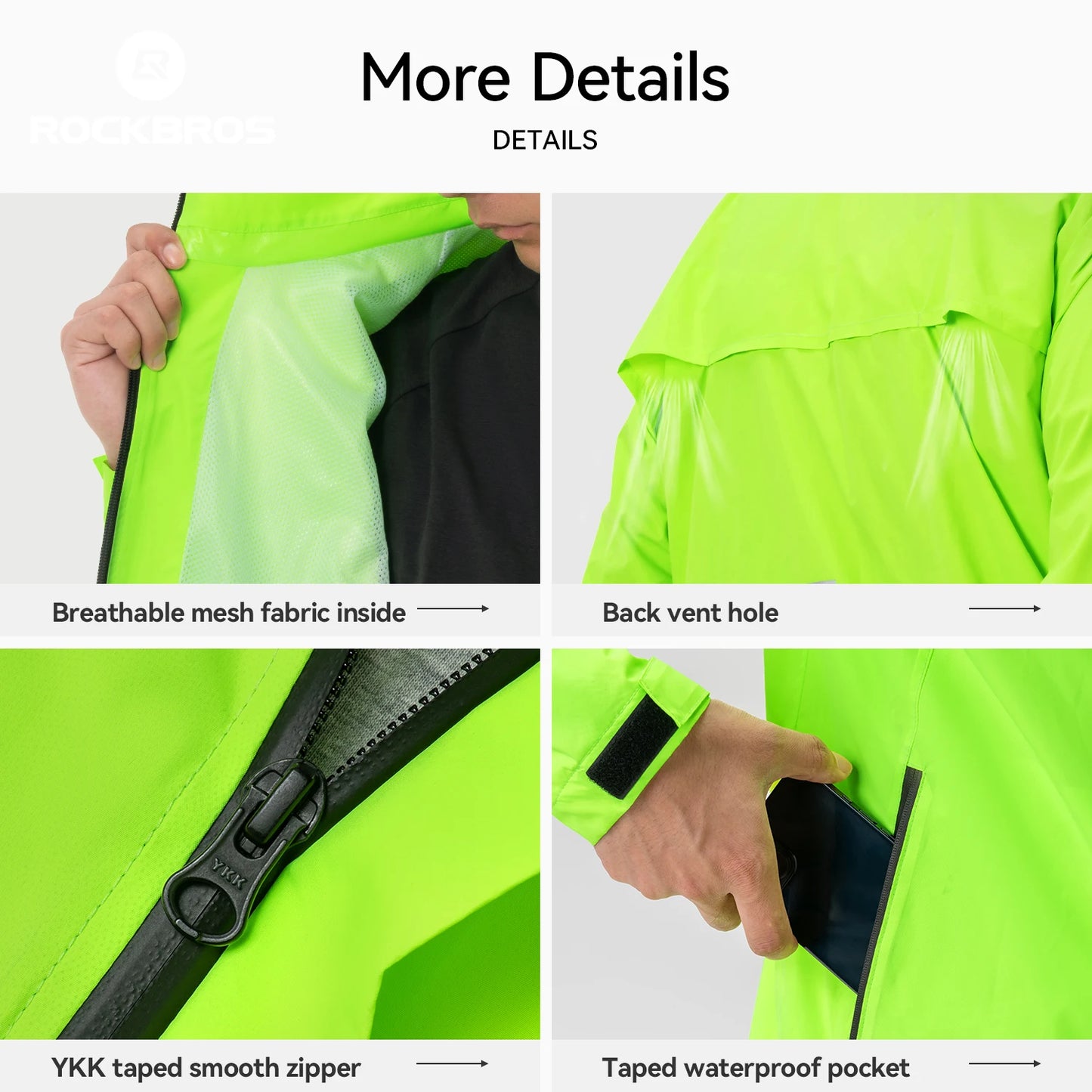 ROCKBROS Rainproof Cycling Suit Breathable Raincoat Hoodie Jacket Waterproof Pants Trousers Men Outdoor Sports Cycling Clothing