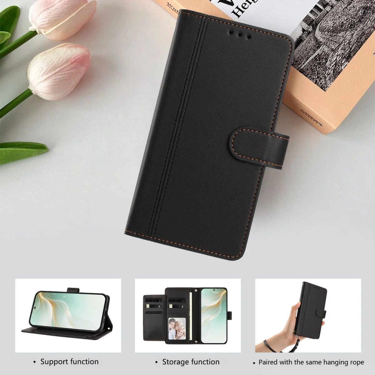 Luxury Premium Leather Wallet Case For iPhone 17 16 15 14 13 12 17 Pro Max Plus Air 17e 16e Wallet Card Slot Magnetic Flip Cover