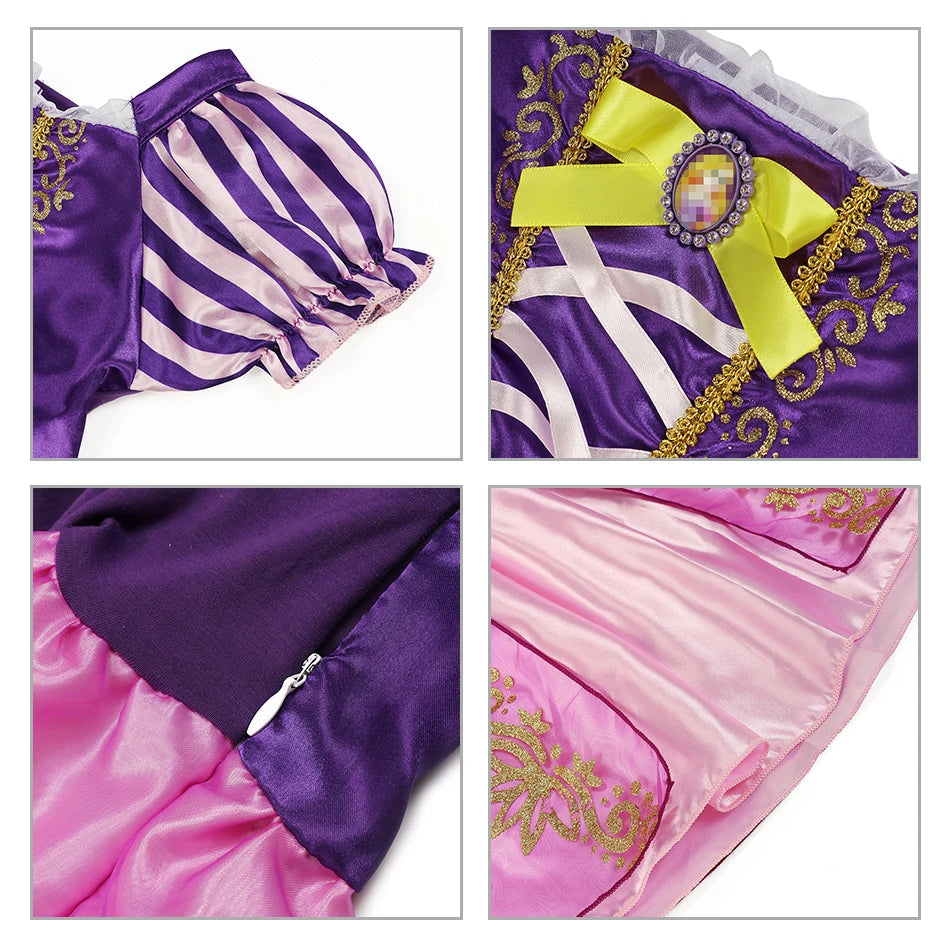 Halloween Birthday Dress Cinderella Snow White Aurora Rapunzel Princess Costume for Girls Kids 2-8Y