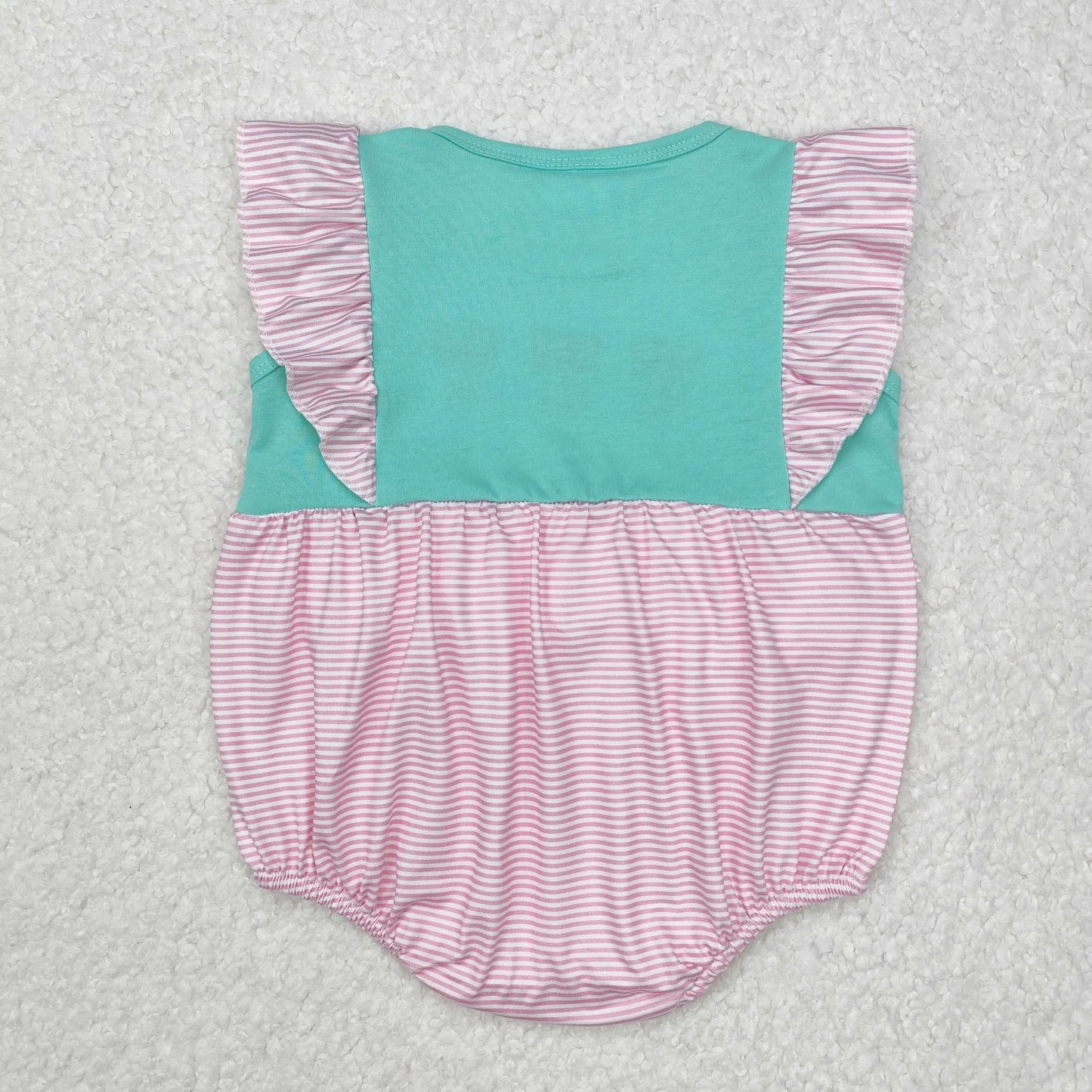 4.14y NEW stock baby girls summer romper wholesale boutique embroidery pattern floral flowers purple flying sleeves onesie