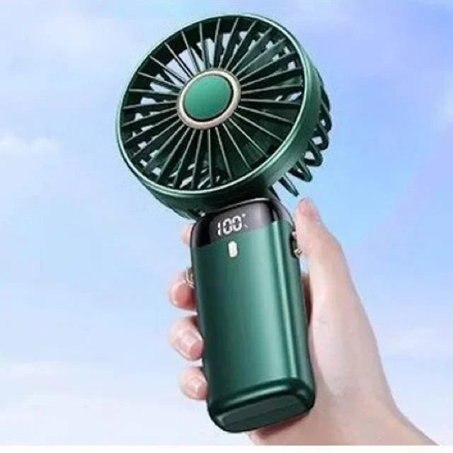 Portable Handheld Mini Fan Foldable Neck Hanging Fans 5 Speed USB Rechargeable Fan with Phone Stand and Display Screen 1800mAh