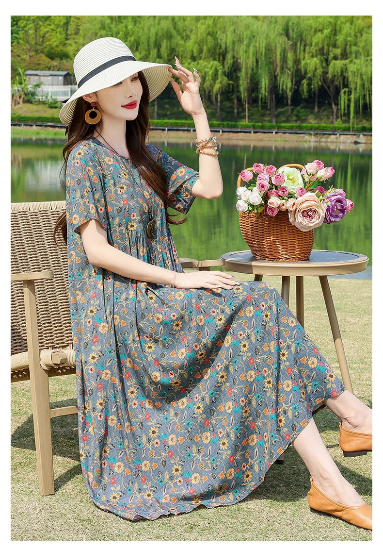New Fashion Summer Dresses For Women 2025 Elegant Casual Short Sleeve Dress Soild Colour Women Clothing
