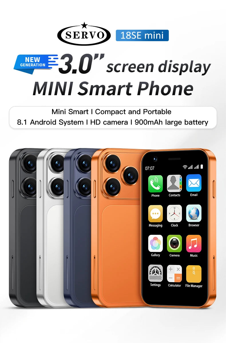 SERVO 18SE MINI Android Pocket Smartphone 2 SIM Standby 3.0" Screen 2GB+16GB WhatsAPP WiFi 3G WCDMA Super Small Smart Cellphones