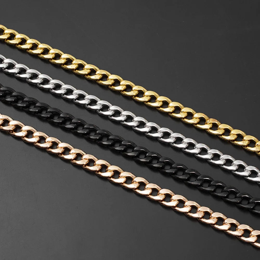 Stainless Steel Gold Chain Dog Leash Metal Chew Proof Heavy Duty Dog Leash Chain with Leather Padded Handle for Large Medium Dog