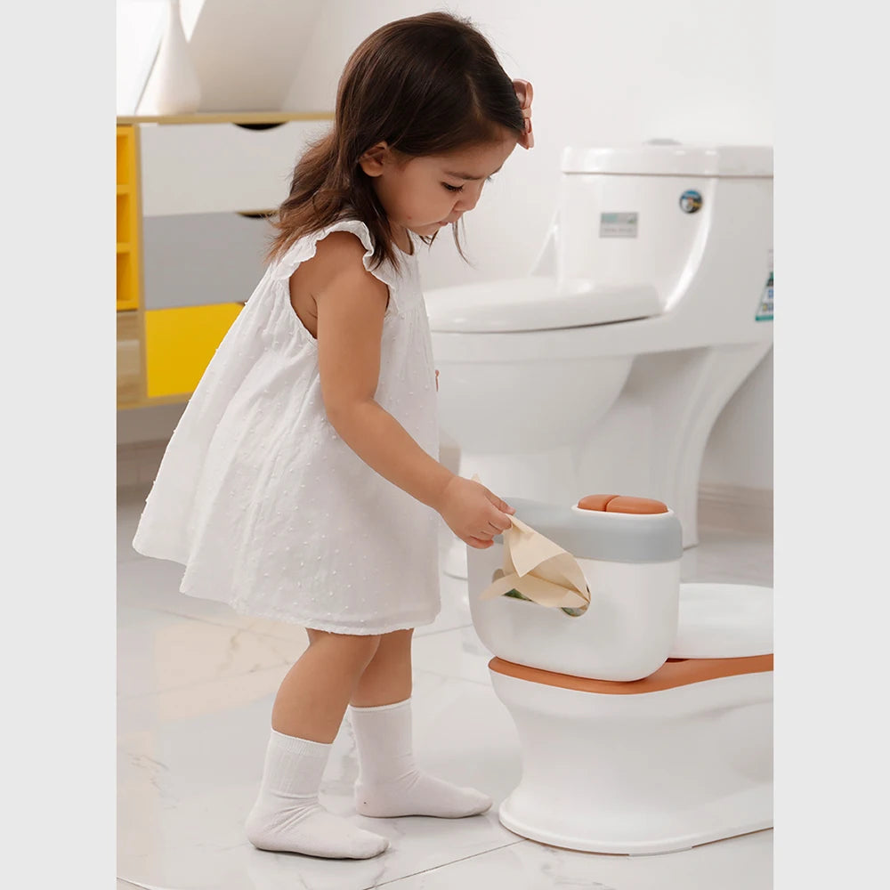 Baby Potty Toilet Seat Realistic Potty Training Seat for Toddlers Boys Girls Soft PU Pad Wipe Storage Music Playing Function