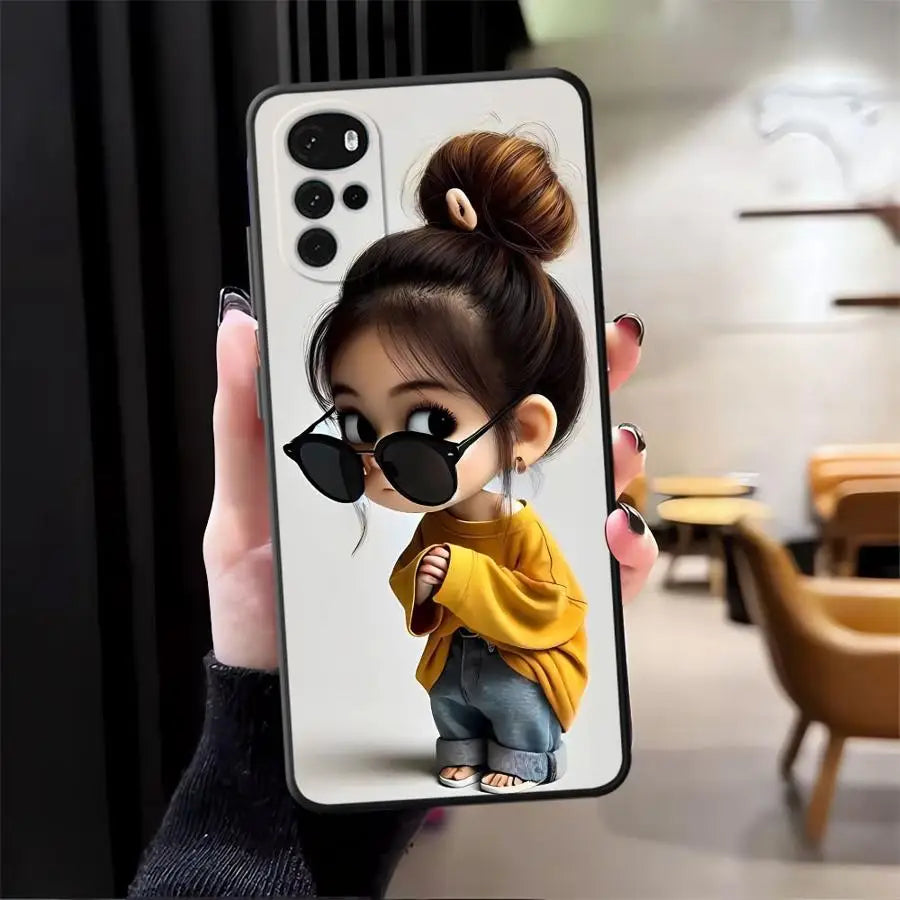 Cartoon Girl Pattern Phone Cover Case for Motorola Moto G50 G60s G32 G71 G52 G22 Edge40 G53 G30 Edge 20 Pro 30 Lite G51 G73