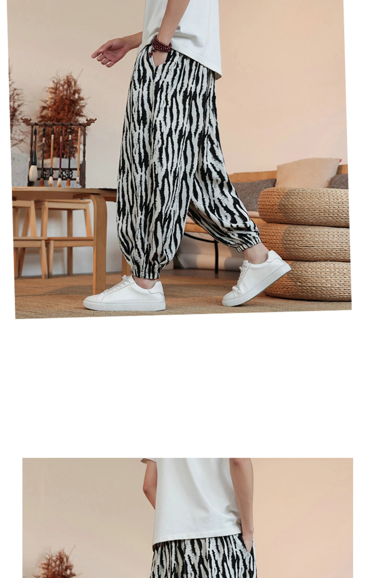 Summer Men Wide-leg Pants Male Retro Harem Pants Mens Hiphop Streetwear Harajuku Style Casual Pants Women Jogging Trousers