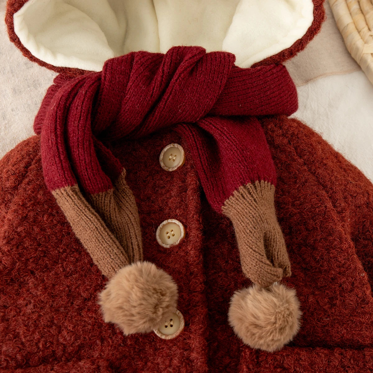 Winter New Thick Warm Baby Girl Coat, Christmas Party Children'S Clothes With Free Scarf (9 Months - 4 Years Old)