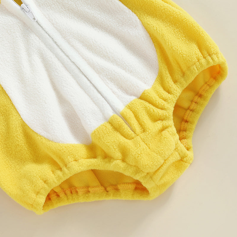 Lovely Chick Romper Baby Boy Girl Halloween Costumes Animal Cosplay Hoodie Romper Jumpsuit Bodysuit Stripe Leg Warmers