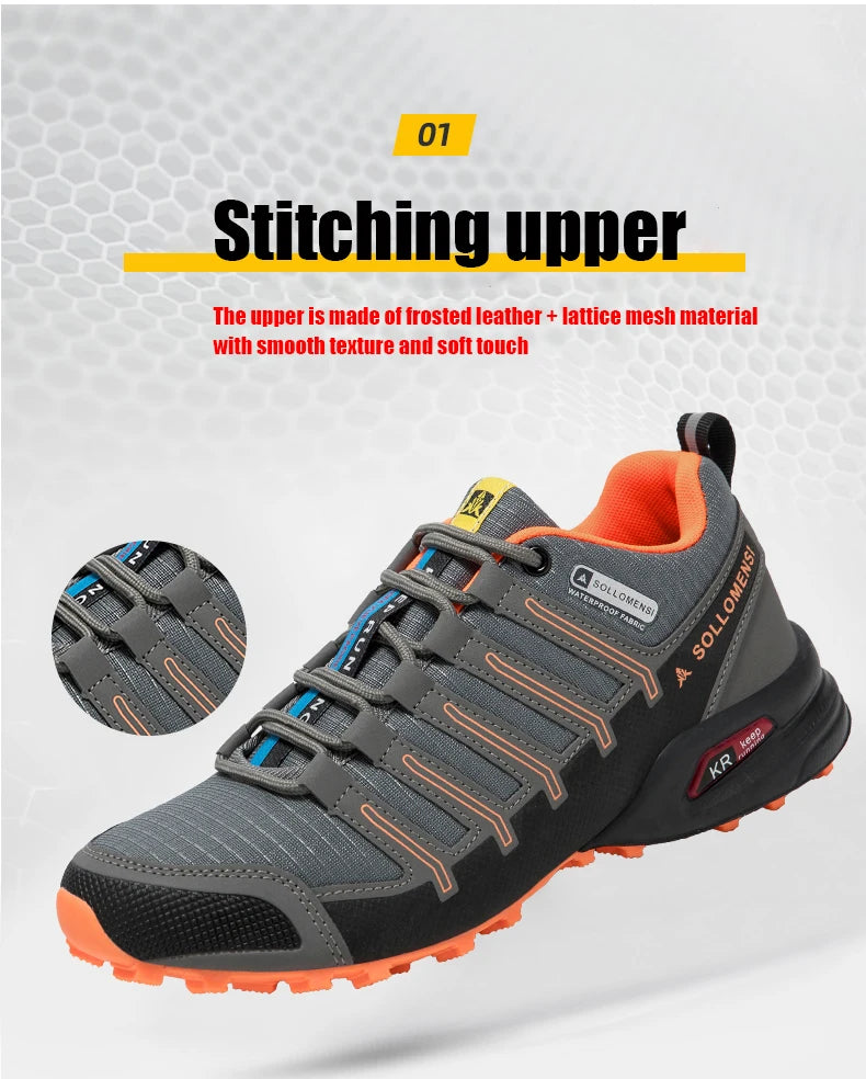 Men Shoes Men Casual Sports Shoes Outdoor Leather Hiking Travel Shoes Four Seasons Lightweight Breathable Mesh Walking Shoes