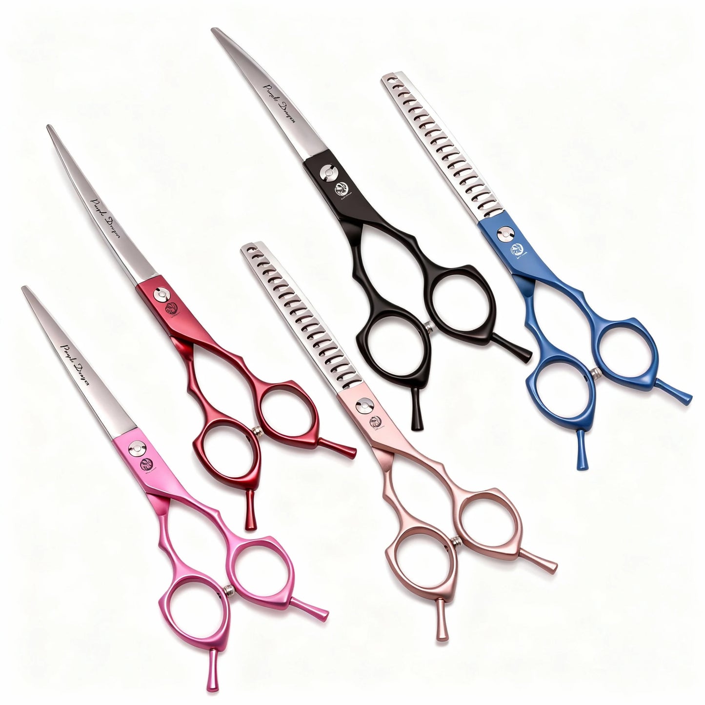 6.5 7 Inch Professional Pet Dog Cat Grooming Scissors 440C Japanese Stainless Steel Sharp Blades Shears Thinning Curved Straight