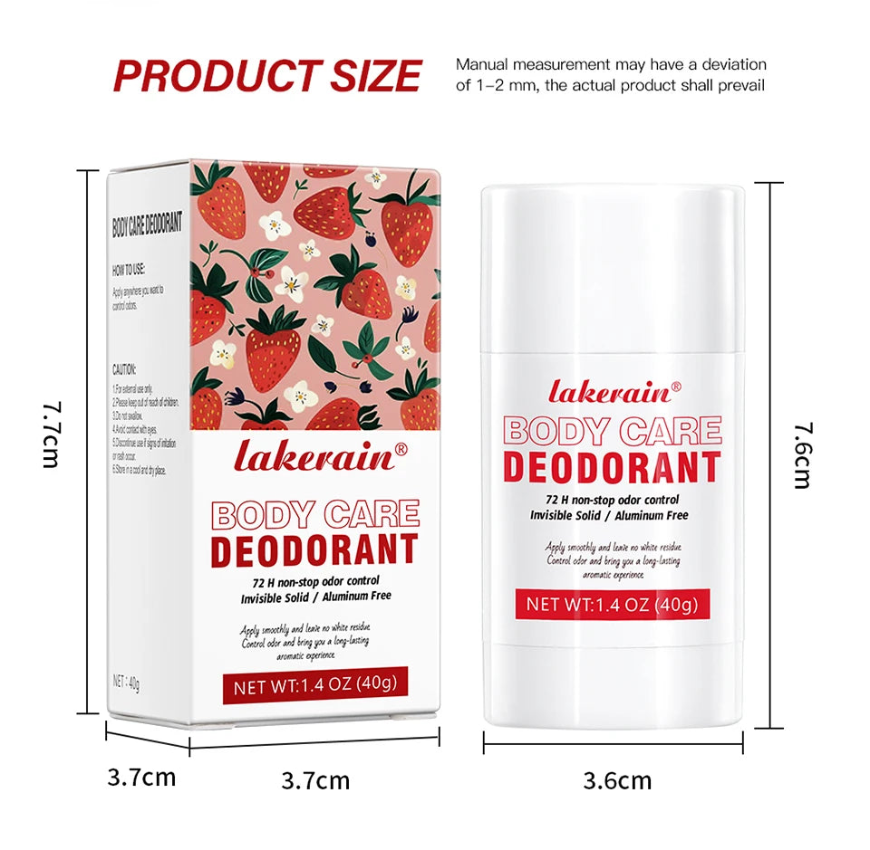 Lakerain Body Care Deodorant Long-Term Odor Control Natural Ingredients Aluminum-Free Sweet Fruity Aroma  Full Body Deodorant