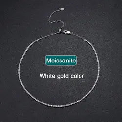 Women's Adjustable Rhodium Plated Fine Jewelry S925 Sterling Silver GRA 3mm D VVS1 Moissanite Tennis Necklace Choker
