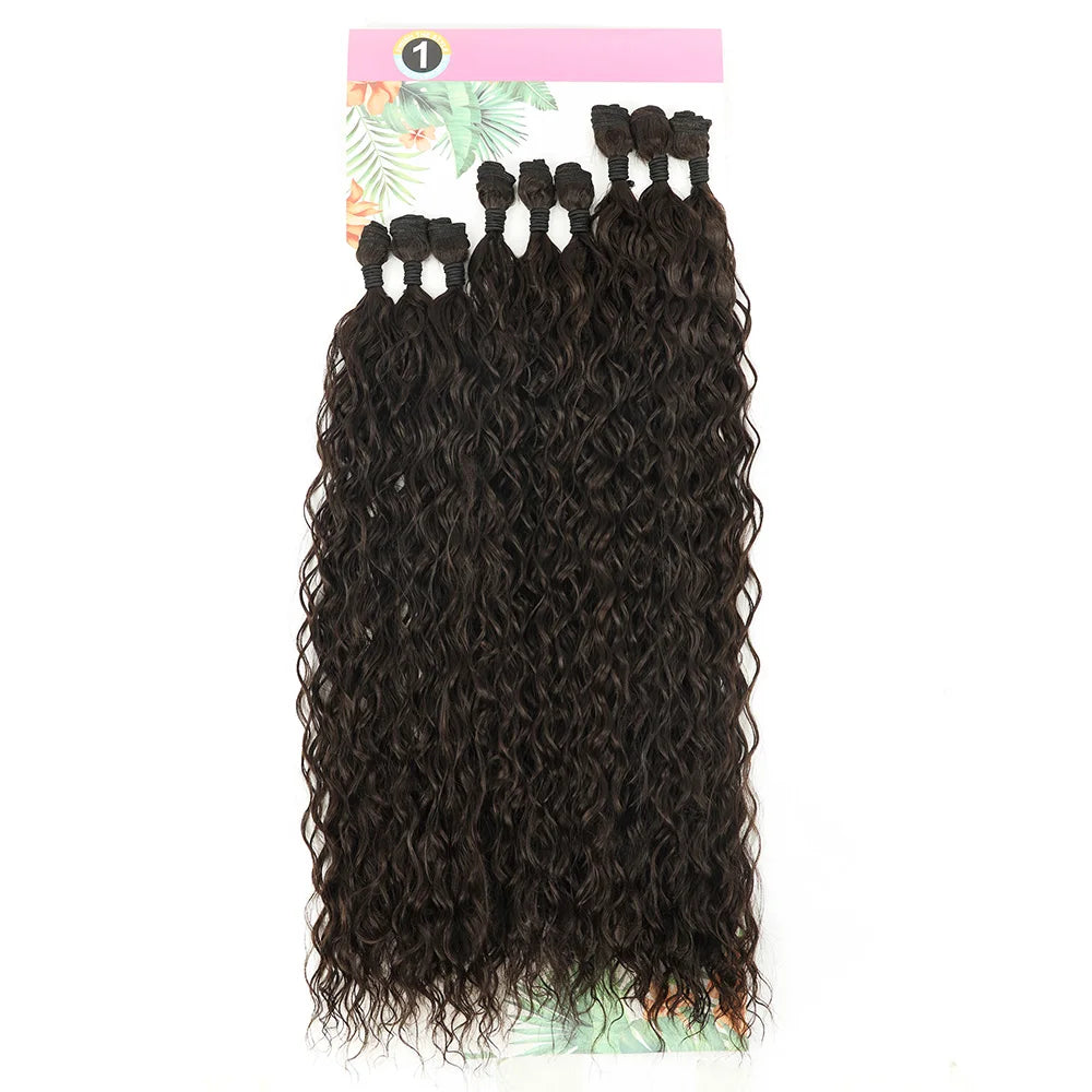 BOL Curly Hair Bundles 20 24 28Inch Long Synthetic Hair Exetension Fake Hair For Women Water Wave Heat Resistant 9Pcs Full Head