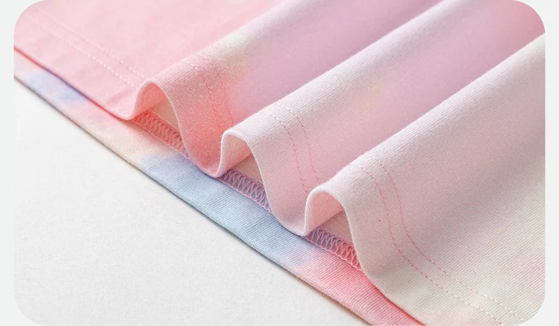 Mini Bala Short Sleeve T - Shirt Boys and Girls Baby Summer Clothes Breathable Pure Cotton Soft Cool Tie - dyed Kids Top