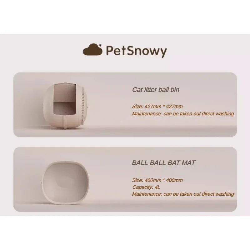 PetSnowy Cat Toilet Complete Set of Accessories Toilet Box/mat/Filter Mesh/Rubber Strip/Charger/Cat Litter Ball Compartment