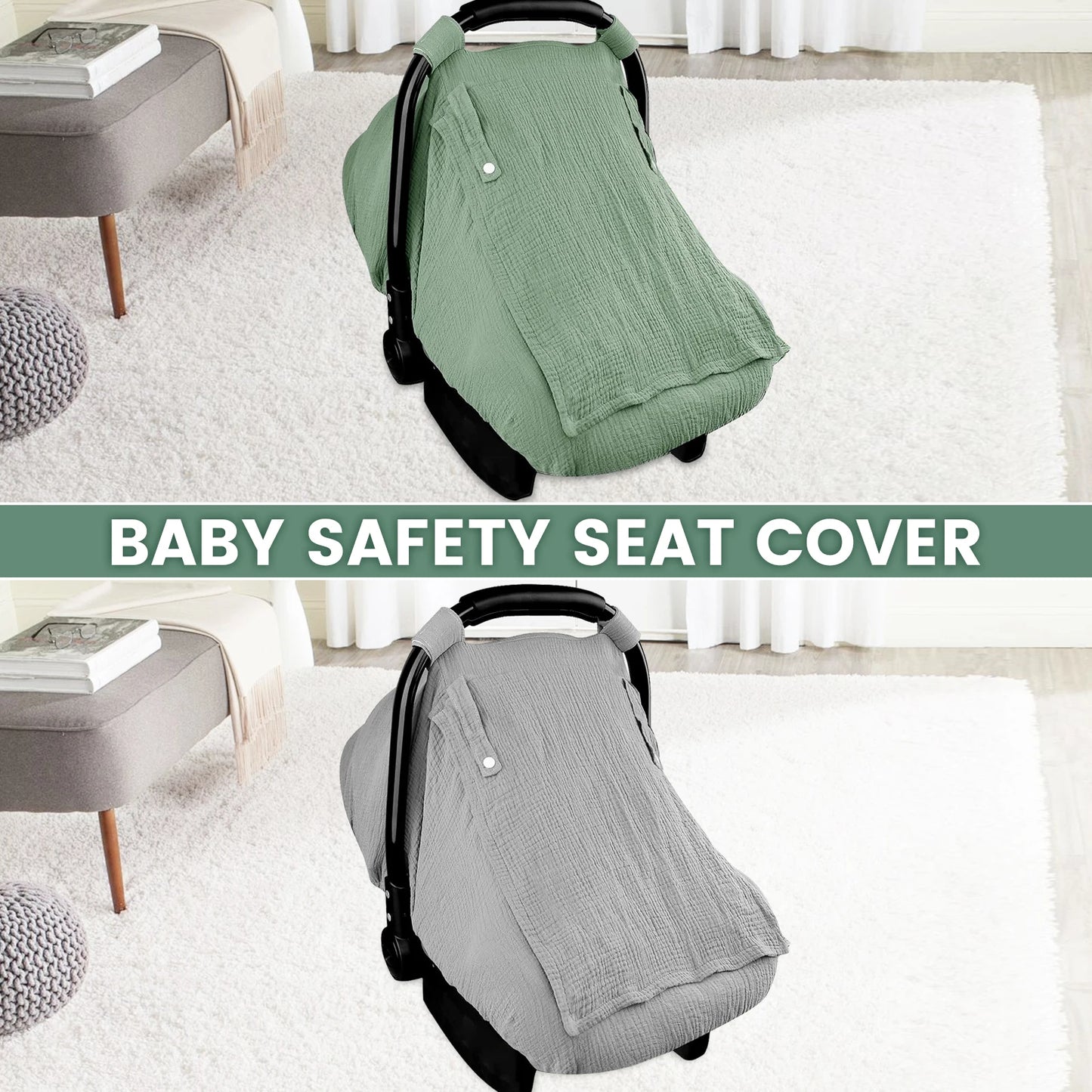 Baby Car Seat Cover Universal Baby Stroller Accessories 3 Modes Windproof Infant Carrier Canopy with Two Way Zipper for Travel