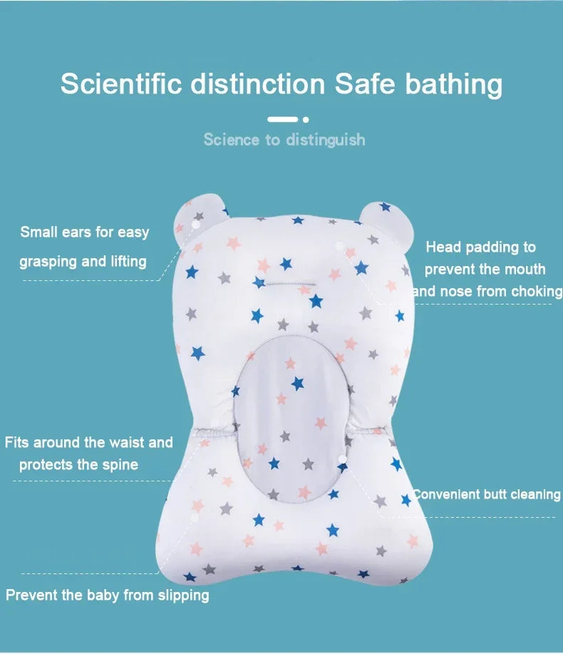 Baby Bath Seat Floating Water Pad Portable Foldable Baby Bathtub Pad Ajustable Bath Tub Shower Cushion Newborn Support Seat Mat