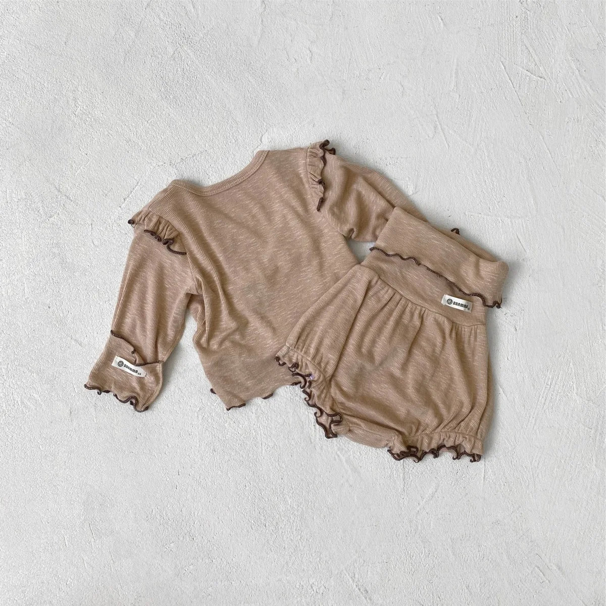 6738 Baby Clothing Set 2025 Autumn New Baby Girl's Home Suit Flying Sleeve Top+High Waist Belly Shorts Pajamas Set