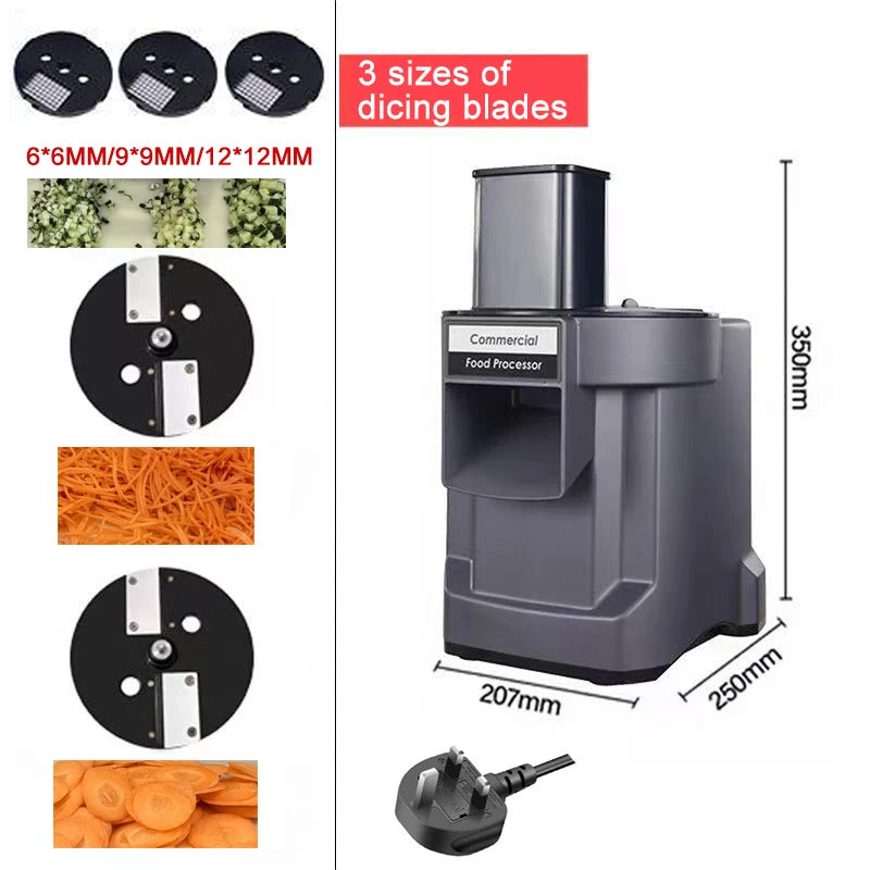 Commercial Vegetable Chopper 3 in1 Multifunctional Electric Cutting Machine Carrot Potato Slice Shred Diced Food Processor