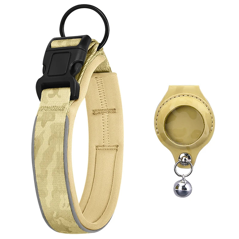Airtag Dog Collar Adjustable Nylon Reflective Pet Collar For Small Medium Large Dog Durable Anti-lost Dog Necklace With Padded
