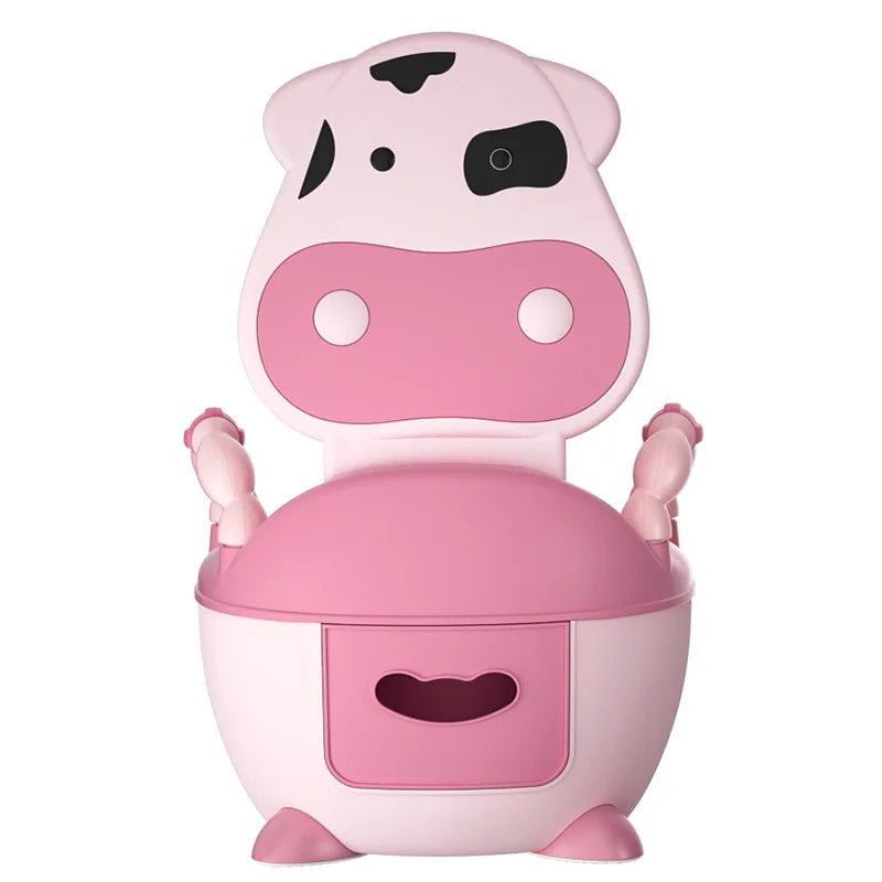 Children's Toilet Baby Potty Urinal Cartoon Cows Design Portable Toilet Seat with Cover Toddler Kids Potty Training Seat