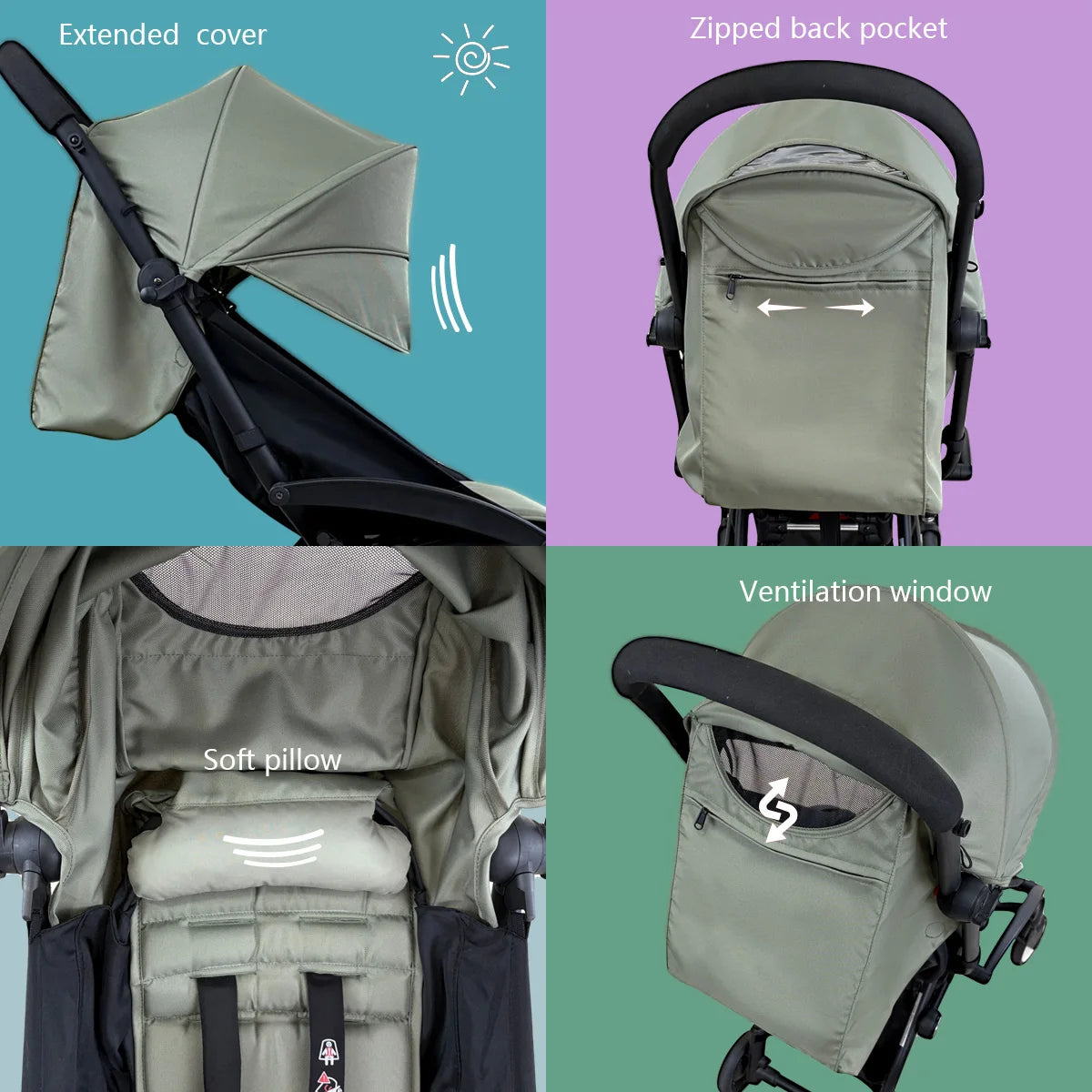 New 175 Cover Seat Cushion Compatible With Babyzen yoyo Cover Seat Mattress With Back Zipper Pocket Stroller Accessories