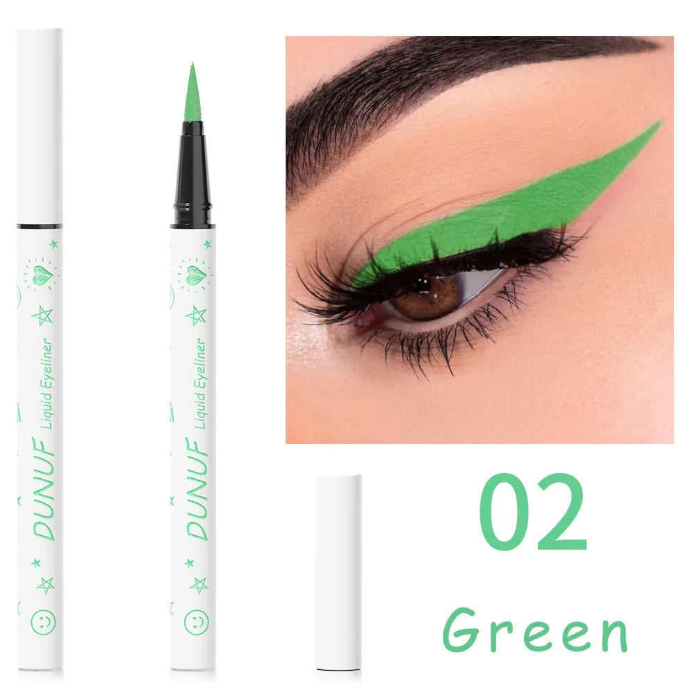DUNUF New 12 Color Ultra-fine Matte Colorful Liquid Eyeliner Pencil Waterproof Lasting Makeup Eye Liner Pen Black Brown Cosmetic