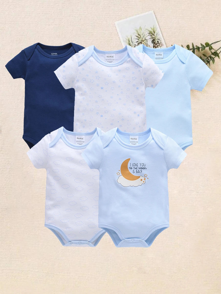 3 Pcs/set New Baby Boy Clothes Summer 100%Cotton Blue Grey Tie Print Three Piece Short Sleeve Bodysuit vetements bebe For 0-12M
