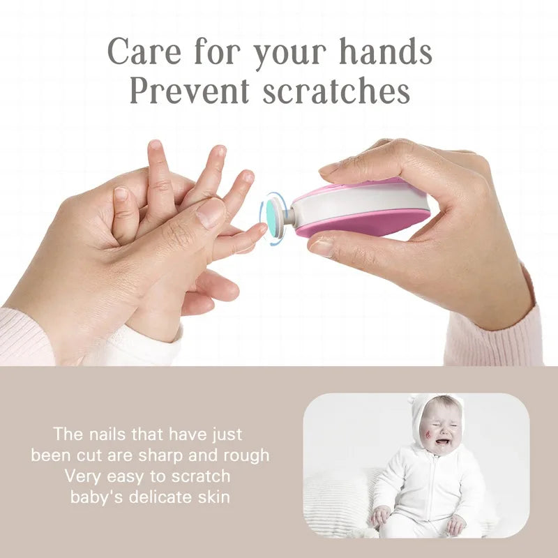 6Pcs Electric Baby Nail Trimmer Kid Nail Polisher Tool Infant Manicure Scissors Newborn Hygiene Kit Nail Clipper Cutter with Bag