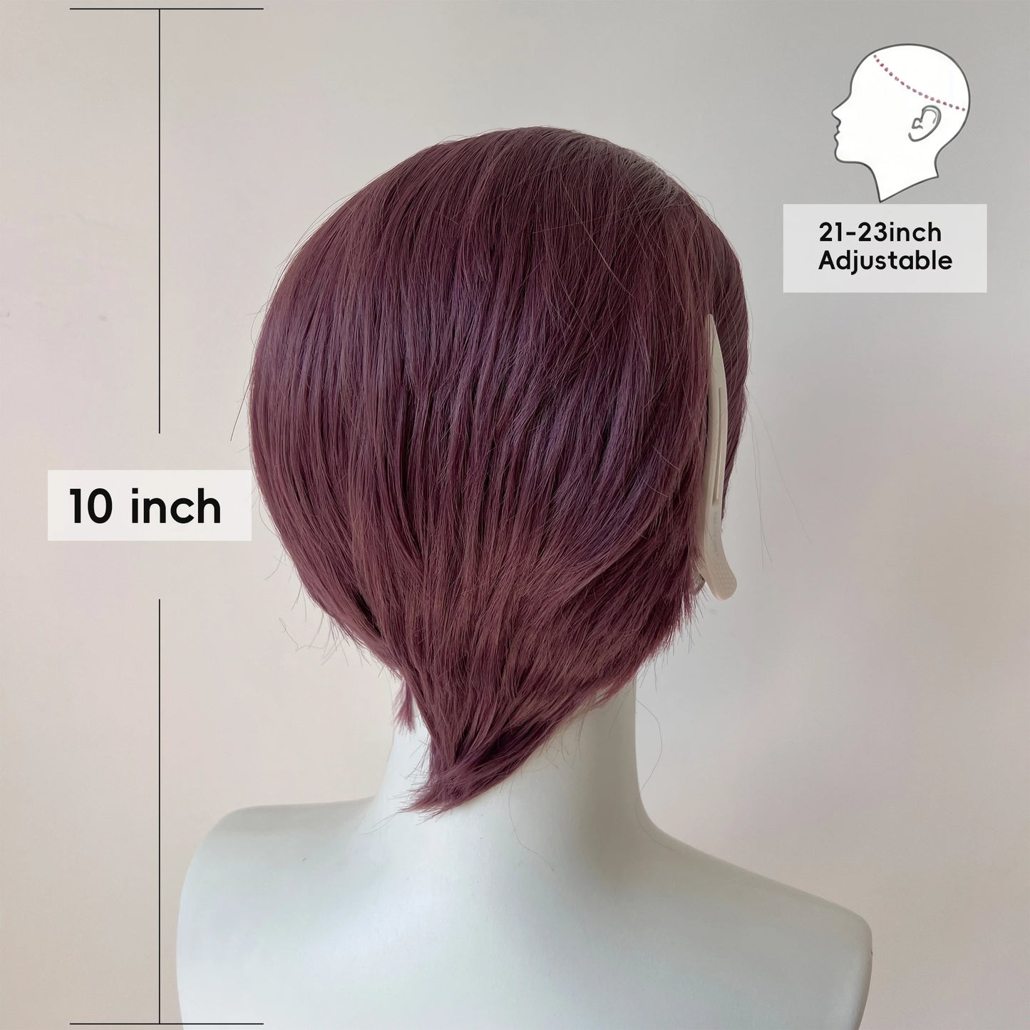 13x4 Lace Frontal Wig 10" Widow's Peak Taro Ash Purple Synthetic Hair Natural Hairline Glueless Cosplay Party Hairpieces Unisex