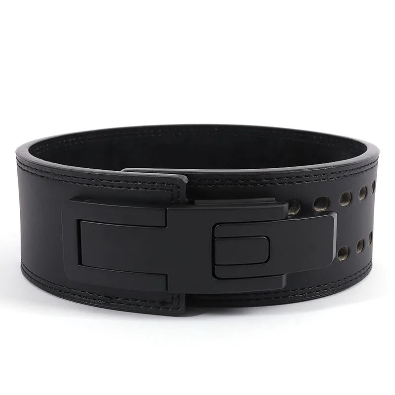 Weightlifting Belt Cowhide Leather Lever Buckle Waist Support Powerlifting Strong Pull Squat Deadlift Gym Training Powerlifters