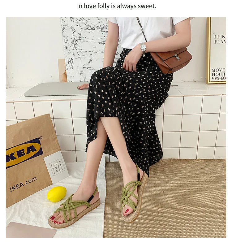 Woman Sandals Shoes Braided Rope with Traditional Casual Style and Simple Creativity Fashion Sandals Women Summer Shoes Zapatos