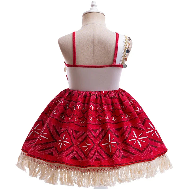 Children Cosplay Dresses Girls Moana Princess Dress for Kid Halloween Maui Vaiana Costume Children Birthday Party Clothes Set