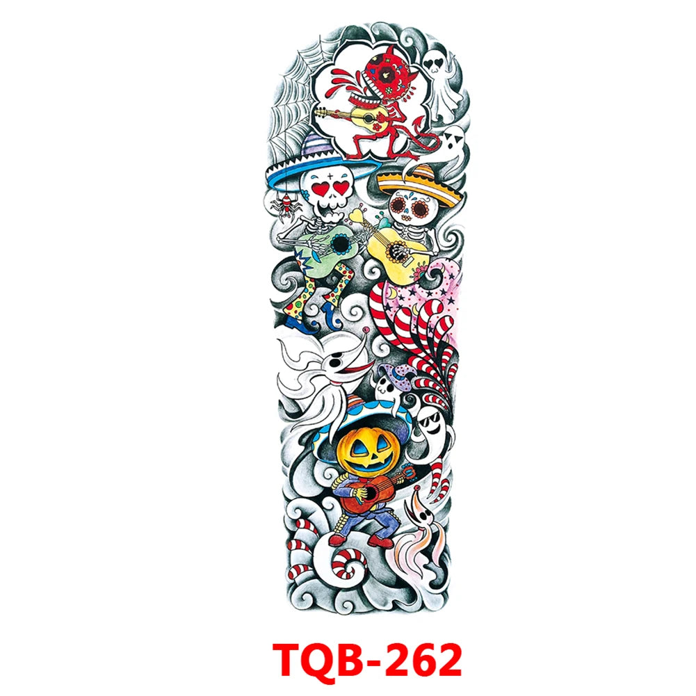 Full-arm Tattoo Stickers With The Crown Of The Virgin Of Jesus And Lion Waterproof Tattoo Stickers